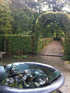 The herb garden with sculptural water bassin