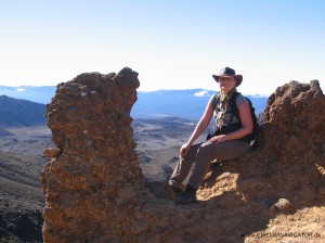 A happy hiker Kirsten Hjorth Rasmussen at Tongariro Crossing