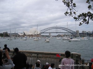 View from Botanic Gardens to Sydney Opera House and Harbour Bridge on New Year's