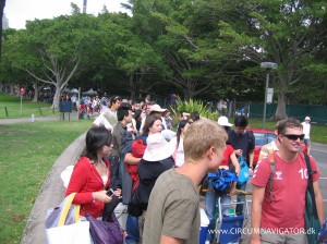Standing in line at Botanic Gardens Sydney for New Years Eve