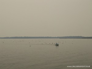 Lakes Entrance, Australia covered in smoke