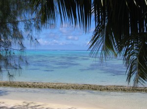Beach view at Camping Nelson on Moorea