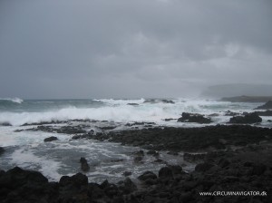 Stormy waves at Ahu Vaihu on Easter Island