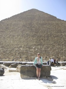 Circumnavigator Kirsten Hjorth Rasmussen at the Pyramid of Cheops