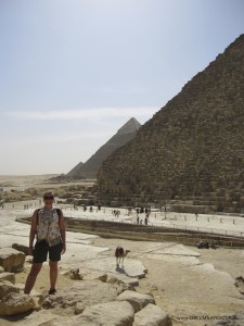 Circumnavigator Kirsten Hjorth Rasmussen at the Great Pyramids of Giza