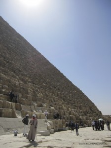 tourists at the Pyramid of Cheops Khufu in Egypt